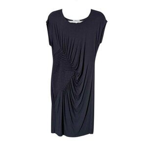 Calvin Klein Black Ruched Dress Medium LBD Jersey Knit Event Cocktail Bodycon